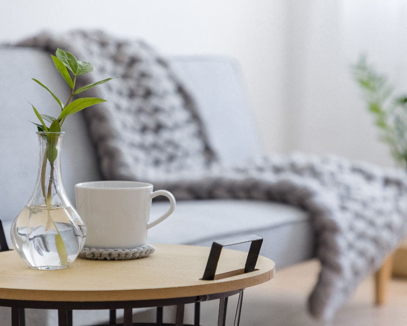 Couch with cup of tea